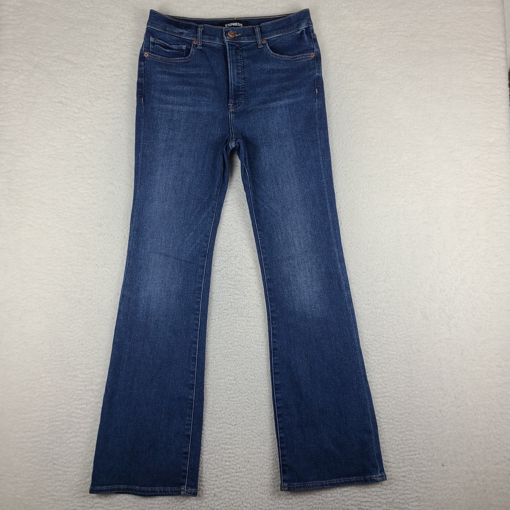 EXPRESS‎ Jeans Womens 10 Blue Boot Cut High Rise Stretch Dark Wash Denim